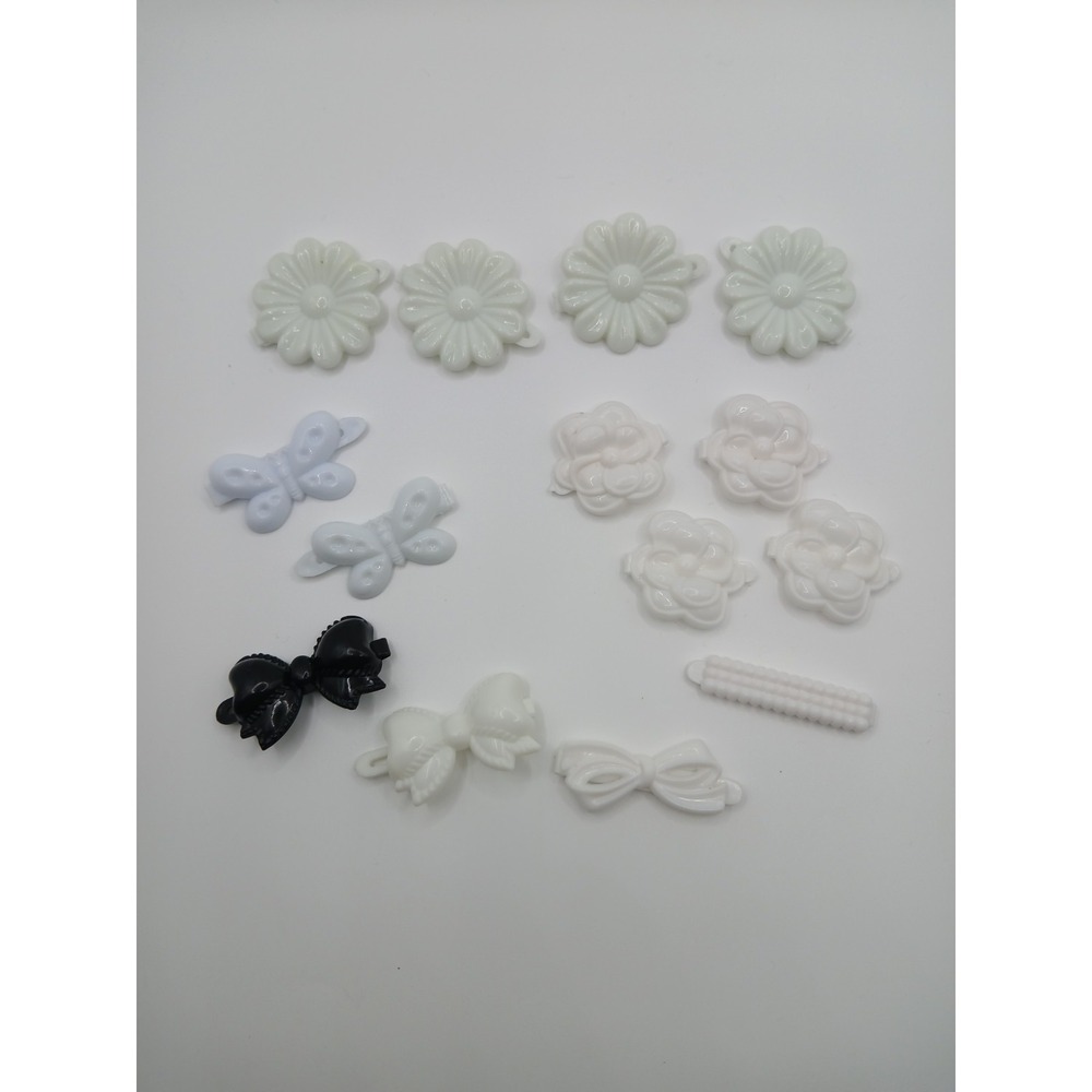 Lot 14 Vintage Childs Snap Tight Plastic Hair Clip Barrettes Kids Goody White